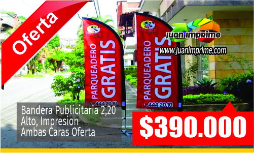 Juanimprime; diseño e impresion de banderines publicitarios. Envios a nivel nacional