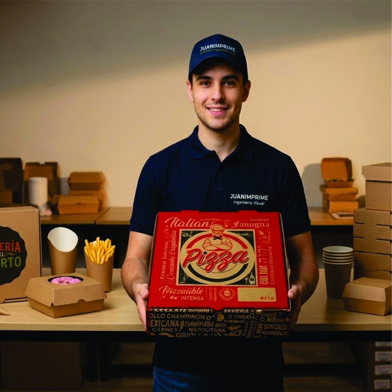 Ingeniería Phygital aplicada a empaques de pizza en Cali - JuanImprime